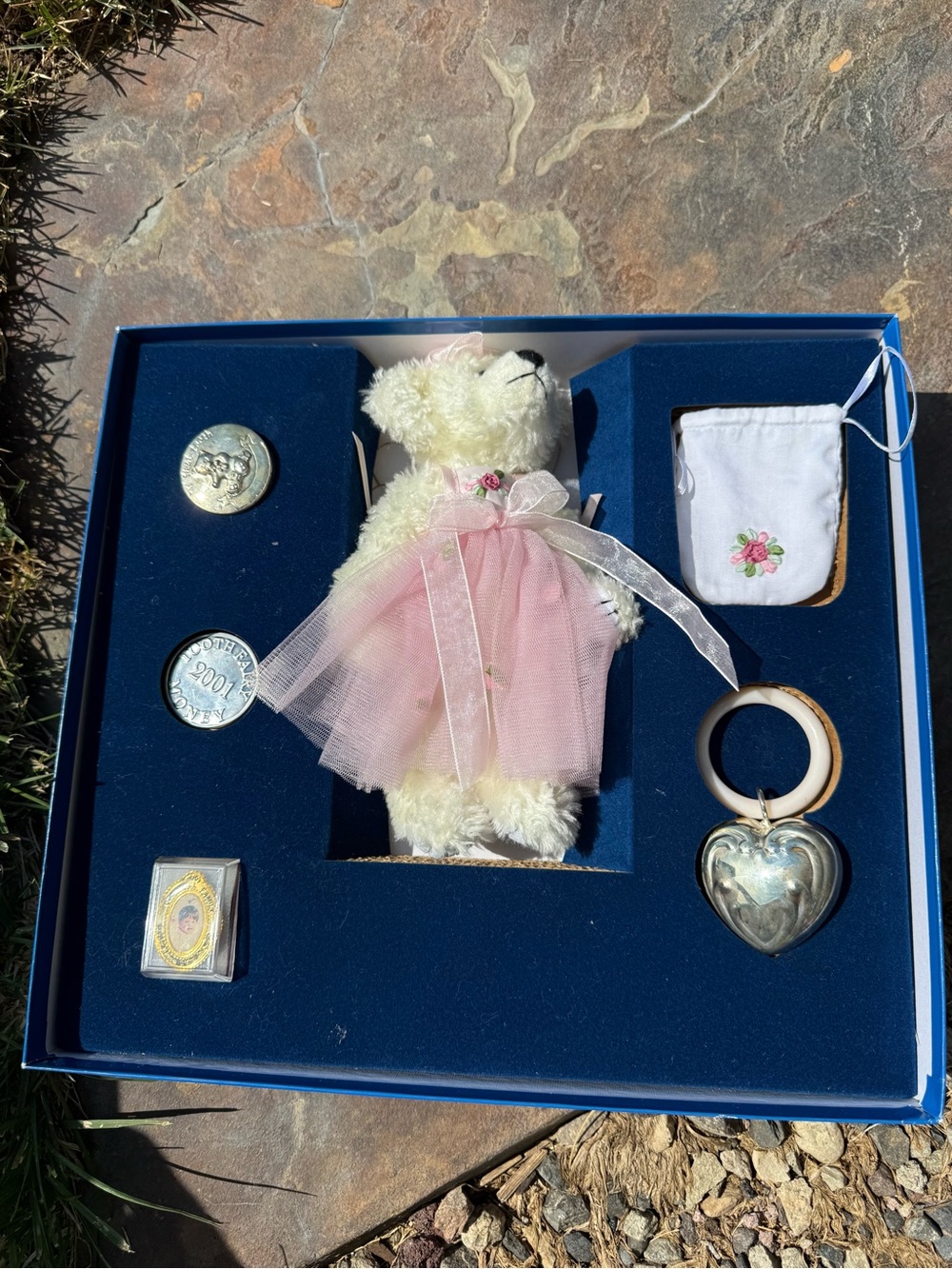 Plush Teddy tooth Accessory Set in Pink Dress - Baby Bibs